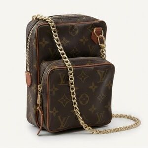 Louis Vuitton Monogram Mini Amazon Bag Crossbody Detachable Chain Strap Two Zip